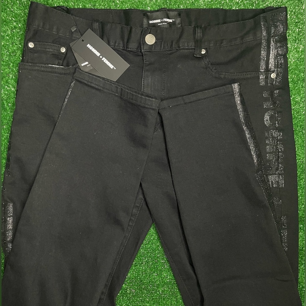 Homme + Femme TRADEMARK DENIM BLACK WITH BLACK STRIPE
